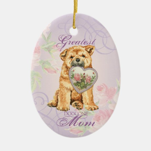 Chow Heart Mam Ceramic Ornament (Voorkant)