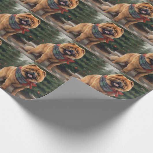 Chow Hond in Sneeuw Kerstmis Cadeaupapier (Hoek)