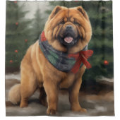 Chow Hond in Sneeuw Kerstmis Douchegordijn (Voorkant)