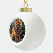 Chow Hond in Sneeuw Kerstmis Keramische Bal Ornament (Rechts)