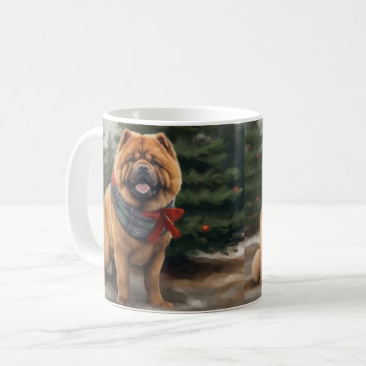 Chow Hond in Sneeuw Kerstmis Koffiemok (Voorkant links)