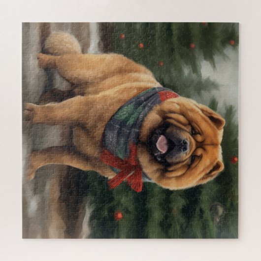 Chow Hond in Sneeuw Kerstmis Legpuzzel (Horizontaal)