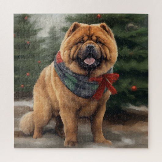 Chow Hond in Sneeuw Kerstmis Legpuzzel (Verticaal)