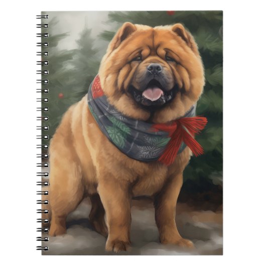Chow Hond in Sneeuw Kerstmis Notitieboek (Voorkant)