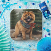 Chow Hond in Sneeuw Kerstmis Papieren Bordje (Feest)