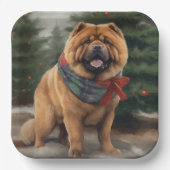 Chow Hond in Sneeuw Kerstmis Papieren Bordje (Voorkant)