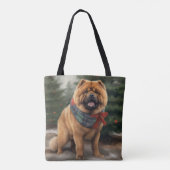 Chow Hond in Sneeuw Kerstmis Tote Bag (Achterkant)