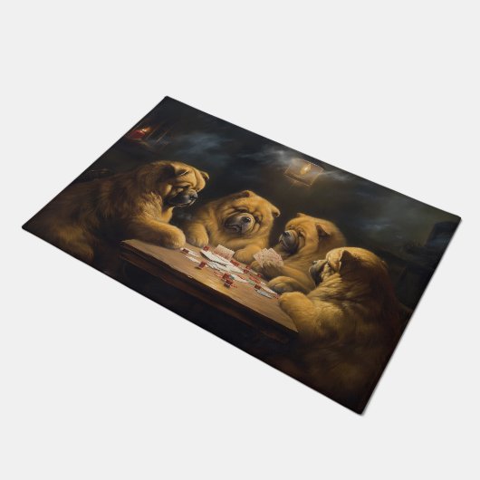 Chow Honden spelen Poker Art Deurmat (Schuin)