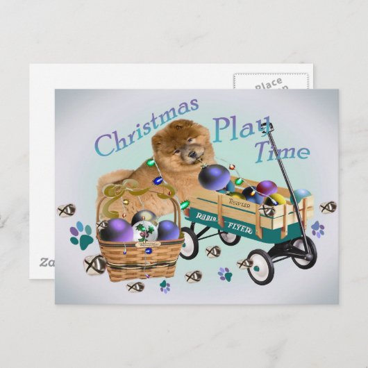 Chow kerstcadeaus spelen feestdagenkaart (Voorkant / Achterkant)