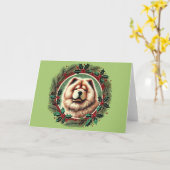 Chow Kerstshows hond Kaart (Gele Bloem)