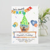 Chow laat Pawty Dog Birthday Party Uitnodiging (Staand voorkant)