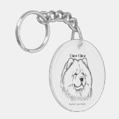 Chow Portrait Black Line Illustratie Sleutelhanger (Voorkant Links)