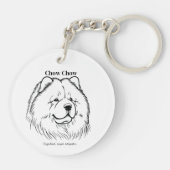 Chow Portrait Black Line Illustratie Sleutelhanger (Achterkant)