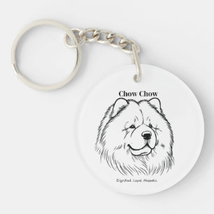 Chow Portrait Black Line Illustratie Sleutelhanger