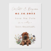 Chow Puppy Dog en Wildflowers Bewaar de datum Vellum Uitnodigingen (Voorkant)