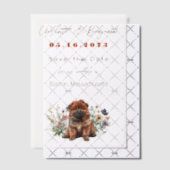 Chow Puppy Dog en Wildflowers Bewaar de datum Vellum Uitnodigingen (Offset (Uitnodiging))