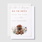 Chow Puppy Dog en Wildflowers Bewaar de datum Vellum Uitnodigingen (Offset)