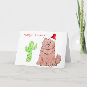 Chow Red Cactus Kerstmis Feestdagen Kaart