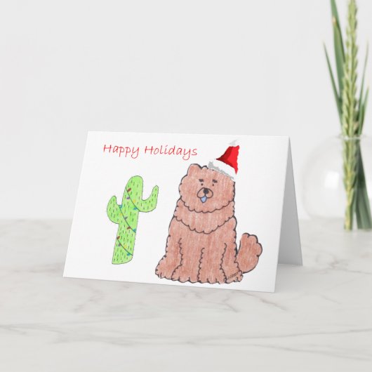 Chow Red Cactus Kerstmis Feestdagen Kaart (Voorkant)
