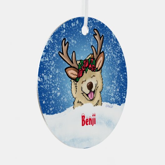 Chow Reindeer Metalen Ornament (Voorkant Rechts)