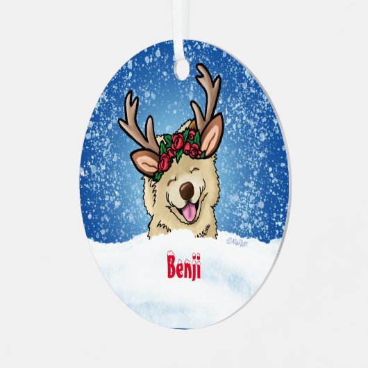 Chow Reindeer Metalen Ornament (Voorkant links)