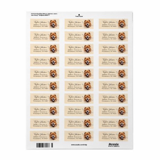 Chow Return-adreslabel Etiket (Full Sheet)