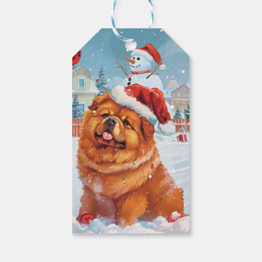 Chow Winter Wonderland Kerstvreugde Cadeaulabel (Achterkant)