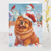 Chow Winter Wonderland Kerstvreugde Kaart (Gele Bloem)