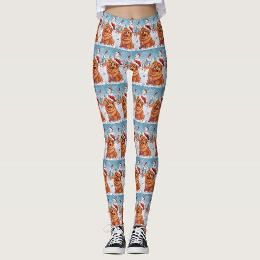 Chow Winter Wonderland Kerstvreugde Leggings (Voorkant)