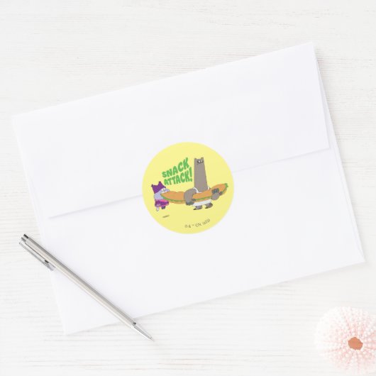 Chowder en Shnitzel Ronde Sticker (Envelop)