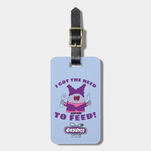 Chowder met vork en mes bagagelabel (Voorkant verticaal)