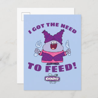 Chowder met vork en mes briefkaart