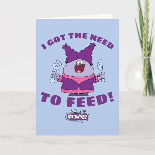 Chowder met vork en mes kaart (Voorkant)