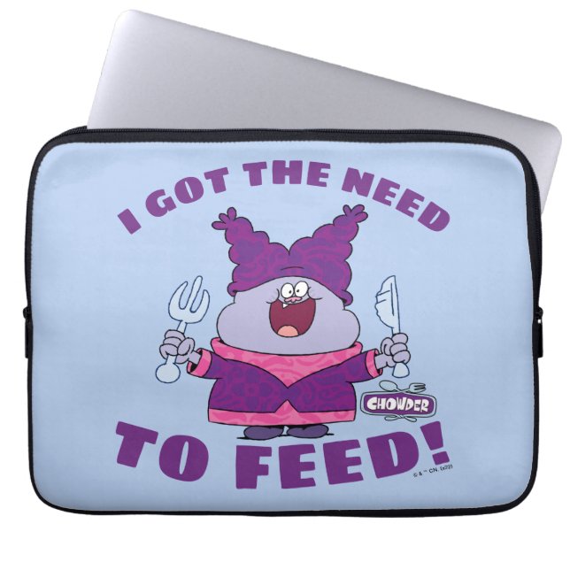 Chowder met vork en mes laptop sleeve (Voorkant)