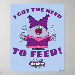 Chowder met vork en mes poster