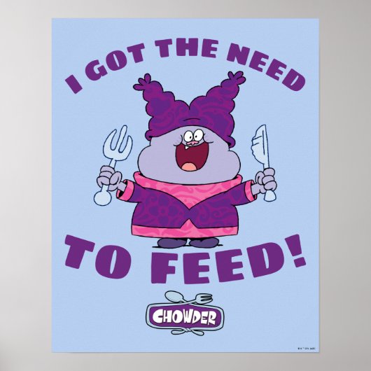 Chowder met vork en mes poster (Voorkant)
