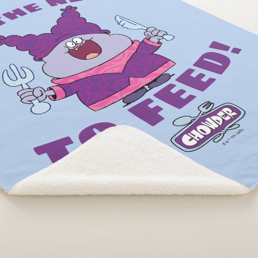 Chowder met vork en mes sherpa deken (3/4)