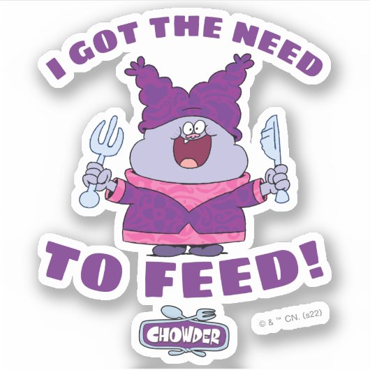 Chowder met vork en mes sticker (Voorkant)