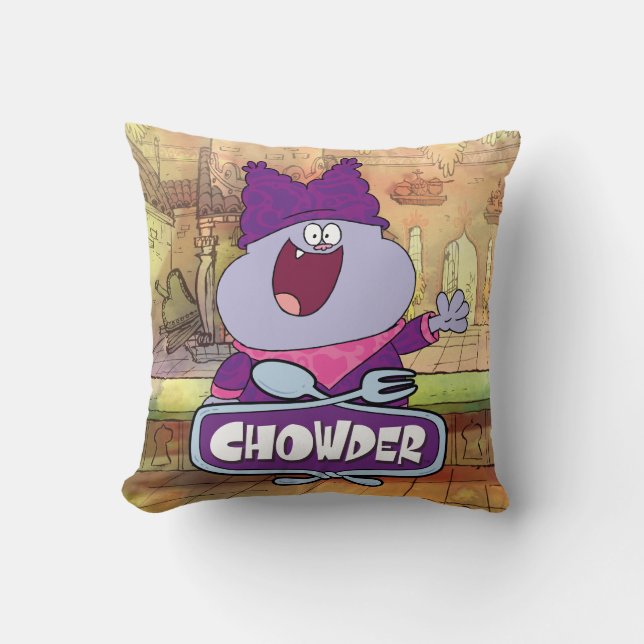 Chowder Waving Kussen (Voorkant)