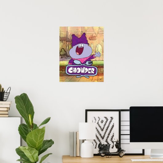 Chowder Waving Poster (Thuiskantoor)