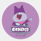 Chowder Waving Ronde Sticker (Voorkant)