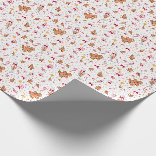 Chrictmas Gingerbrood Man Wrapping Paper Cadeaupapier (Hoek)