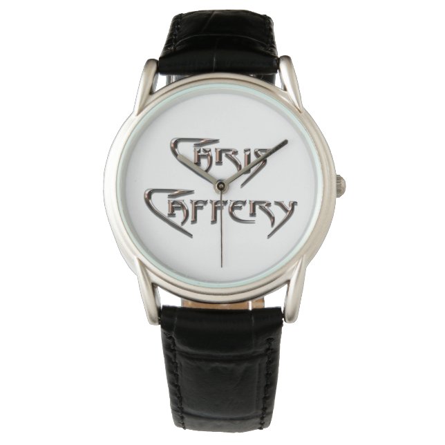 Chris Caffery Watch (witte 2 lijnen) Horloge (Voorkant)