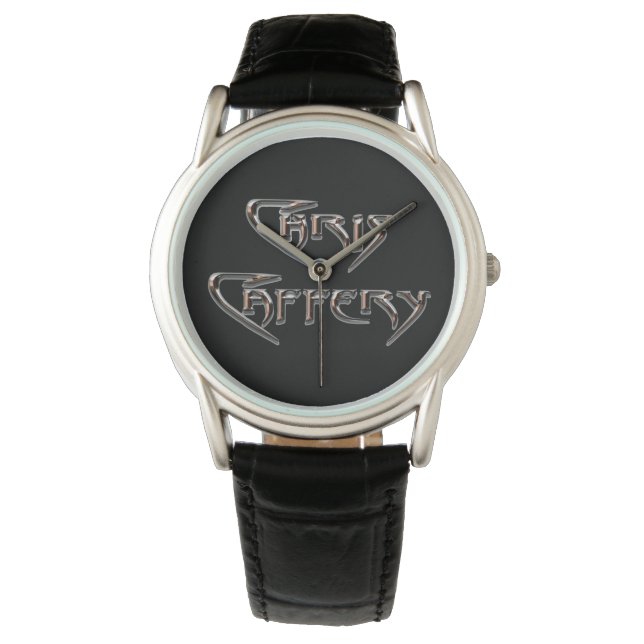 Chris Caffery Watch (zwarte 2 lijnen) Horloge (Voorkant)