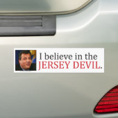 Chris Christie: Ik geloof in de Jersey Devil. Bumpersticker (Op auto)