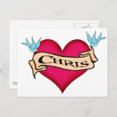 Chris - Custom Heart Tattoo T-shirts & cadeaus Briefkaart (Voorkant / Achterkant)