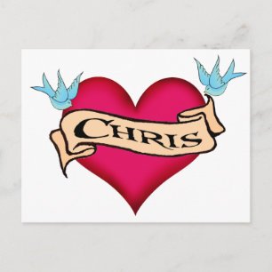 Chris - Custom Heart Tattoo T-shirts & cadeaus Briefkaart