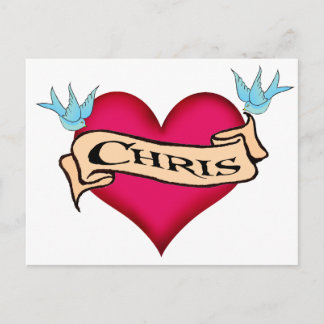 Chris - Custom Heart Tattoo T-shirts & cadeaus Briefkaart