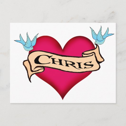 Chris - Custom Heart Tattoo T-shirts & cadeaus Briefkaart (Voorkant)