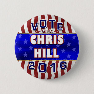Chris Hill President 2016 Verkiezingsrepublikein Ronde Button 5,7 Cm